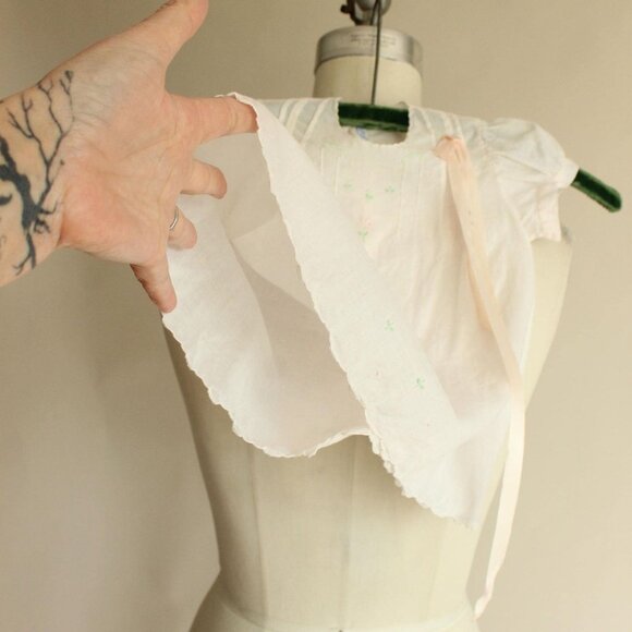 Vintage 1950s 1960s Baby Dress, Handmade Embroidered Pink Linen Little Girls - Picture 6 of 10